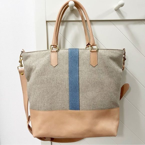Monte & Coe Italian Wool Tote in Nude Crossbody Strap - Picture 2 of 12